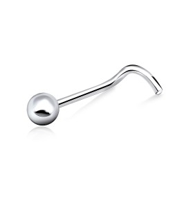 2mm Ball Shaped Curved Nose Stud Silver NSKB-62